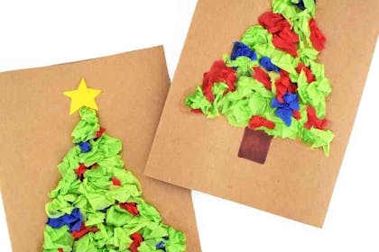 Christmas tree cards made from tissue paper
