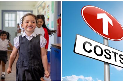 Kids in school corridor | Costs road sign