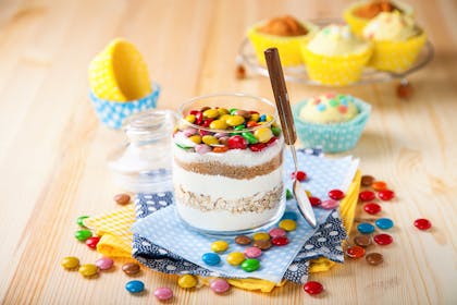 Ingredients to make cupcakes in a jar