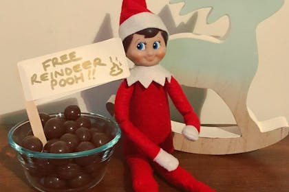 Elf on the Shelf with reindeer poo