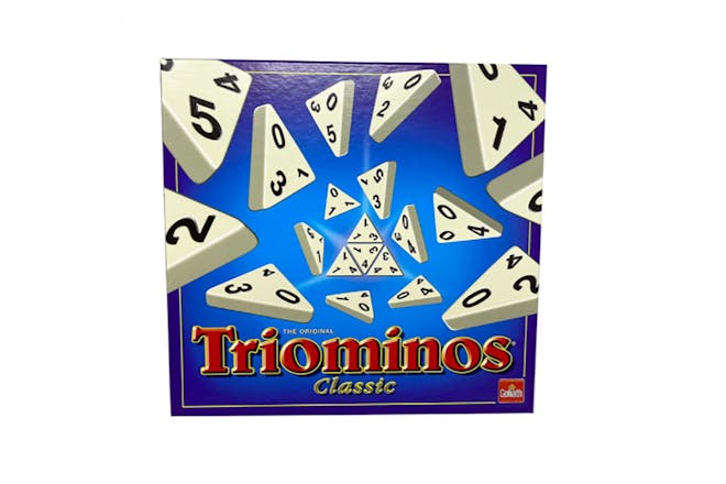 Triominos game box showing triangular dominos