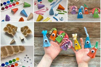 monster finger puppets made from egg boxes