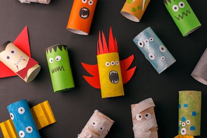 toilet rolls designed to look like monsters with eyes cut out from card and faces drawn on