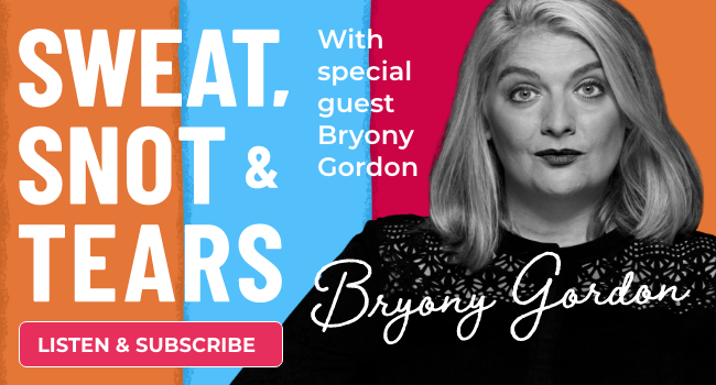 Bryony Gordon podcast footer promo image