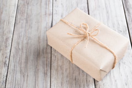 Gift wrapped in brown paper