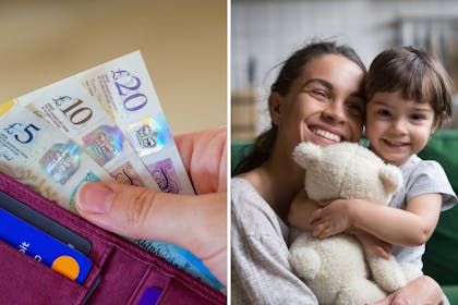 Money in woman's purse / mum and daughter