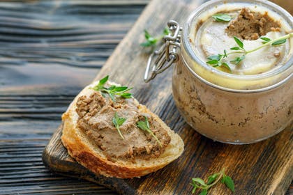 pate in a jar next to pate on toast