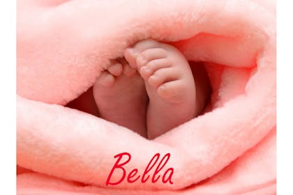 baby feet in pink blanket