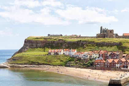 View of the beach and abbey at Whitby