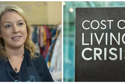 Sophie Livingstone / Cost of living crisis sign 