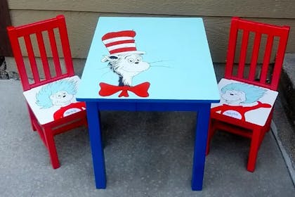 Dr. Seuss decorated child's table and chairs
