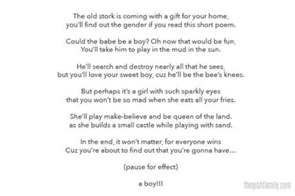Gender reveal poem