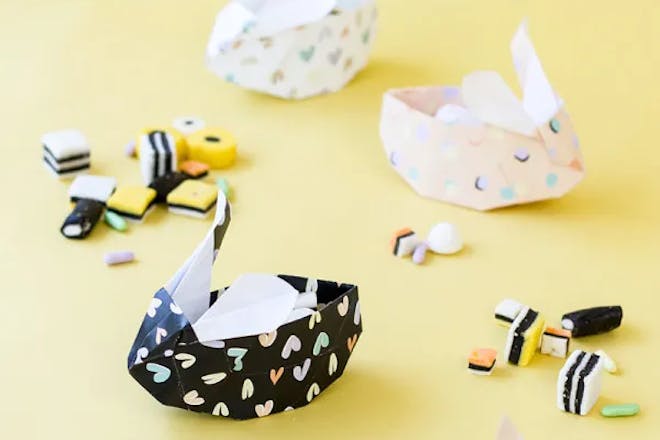 Origami Easter bunny baskets