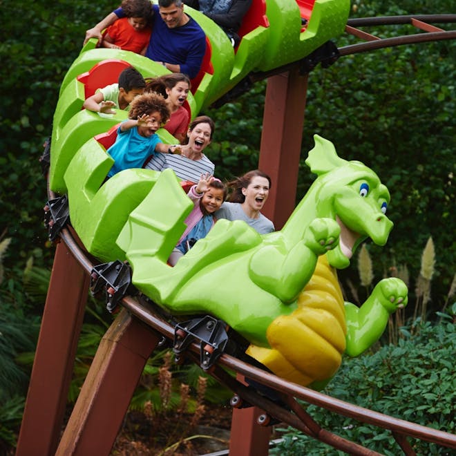 Families on a rollercoaster at Legoland Windsor