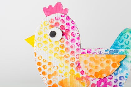 Rainbow chicken finger-paint craft