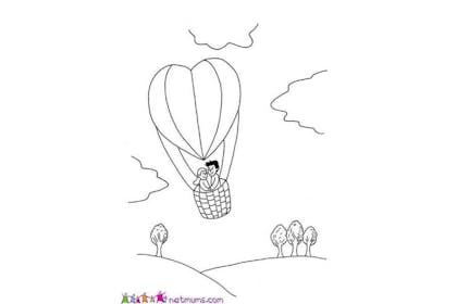 Heart-shaped hot air balloon Valentine's card
