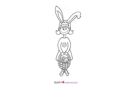 easter bunny girl colouring in picture