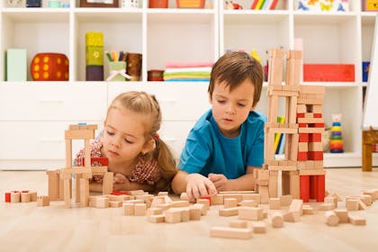Kids building a tower