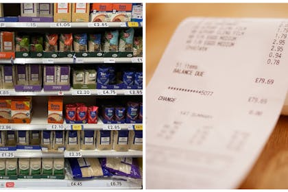 Supermarket shelves / shopping receipt