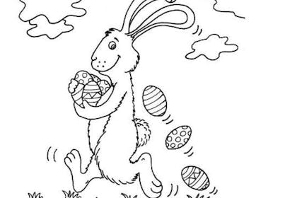Easter bunny with eggs Easter colouring picture