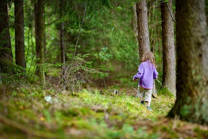 Girl walking forest