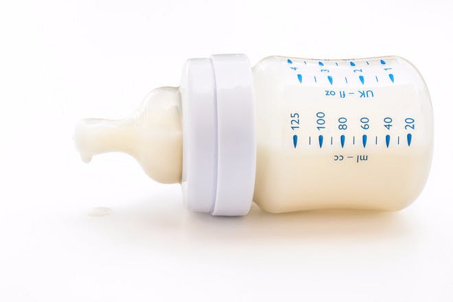 Image of a bottle of infant formula milk for a baby