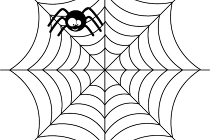 Black and white spider web drawing for pin the spider on the web Halloween game