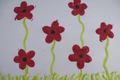 Finger printed poppies