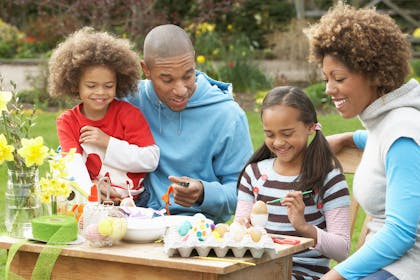 Family during Easter in the garden