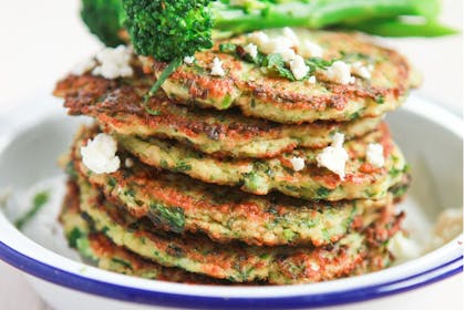 Couscous savoury pancakes with Tenderstem broccoli recipe