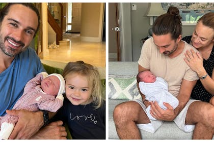 Joe Wicks, newborn daughter and son Marley / Joe Wicks, Rosie and newborn daughter