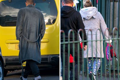 left: man in dressing gownRight: Woman in dressing Gown