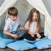 Kids playing indoors in tent