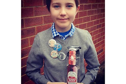 Boy dressed in Famous Five costume for World Book Day