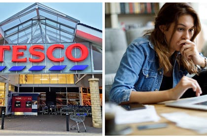 Tesco supermarket / woman frustrated at online shopping