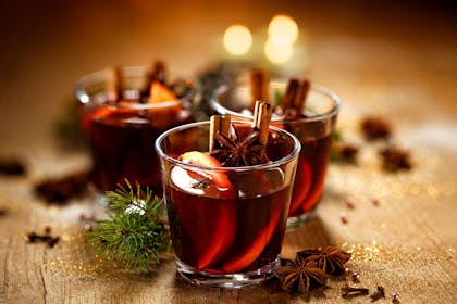 Mulled wine, classic Christmas gluhwein with cinnamon and star anise