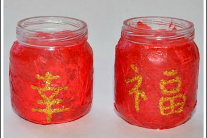 Chinese lanterns in small jars