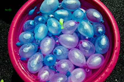Blue and pink water balloons
