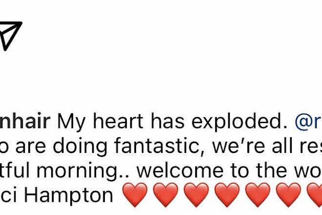 Mark Hampton's post about his newborn daughter's name 