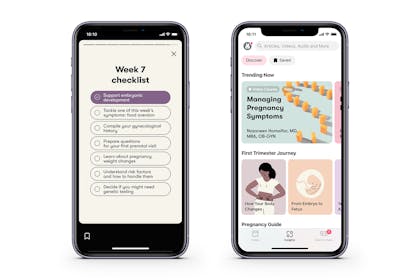 Two screenshots of Flo app in pregnancy mode