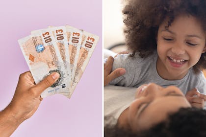 UK bank notes / mum and child
