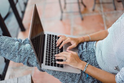 Woman working on laptop