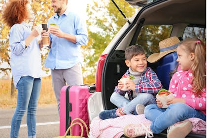 Family taking a car break