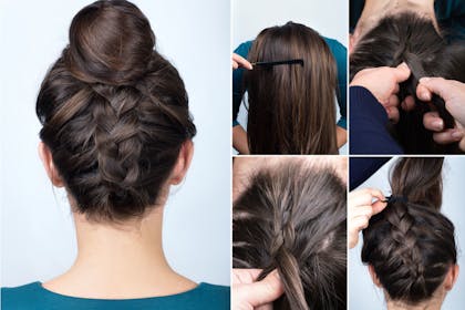 1. Upside-down French plait bun