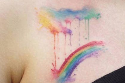 Rainbow baby watercolour tattoo