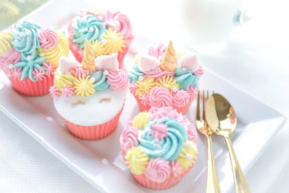 Plate of unicorn cupcakes