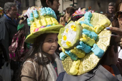 Easter bonnets with marshmallow 'Peeps' treats