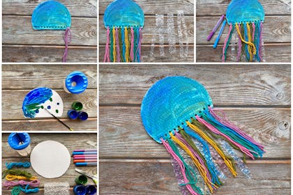 Jellyfish made from paper plate and thread