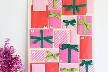 Homemade colourful paper bag advent calendar