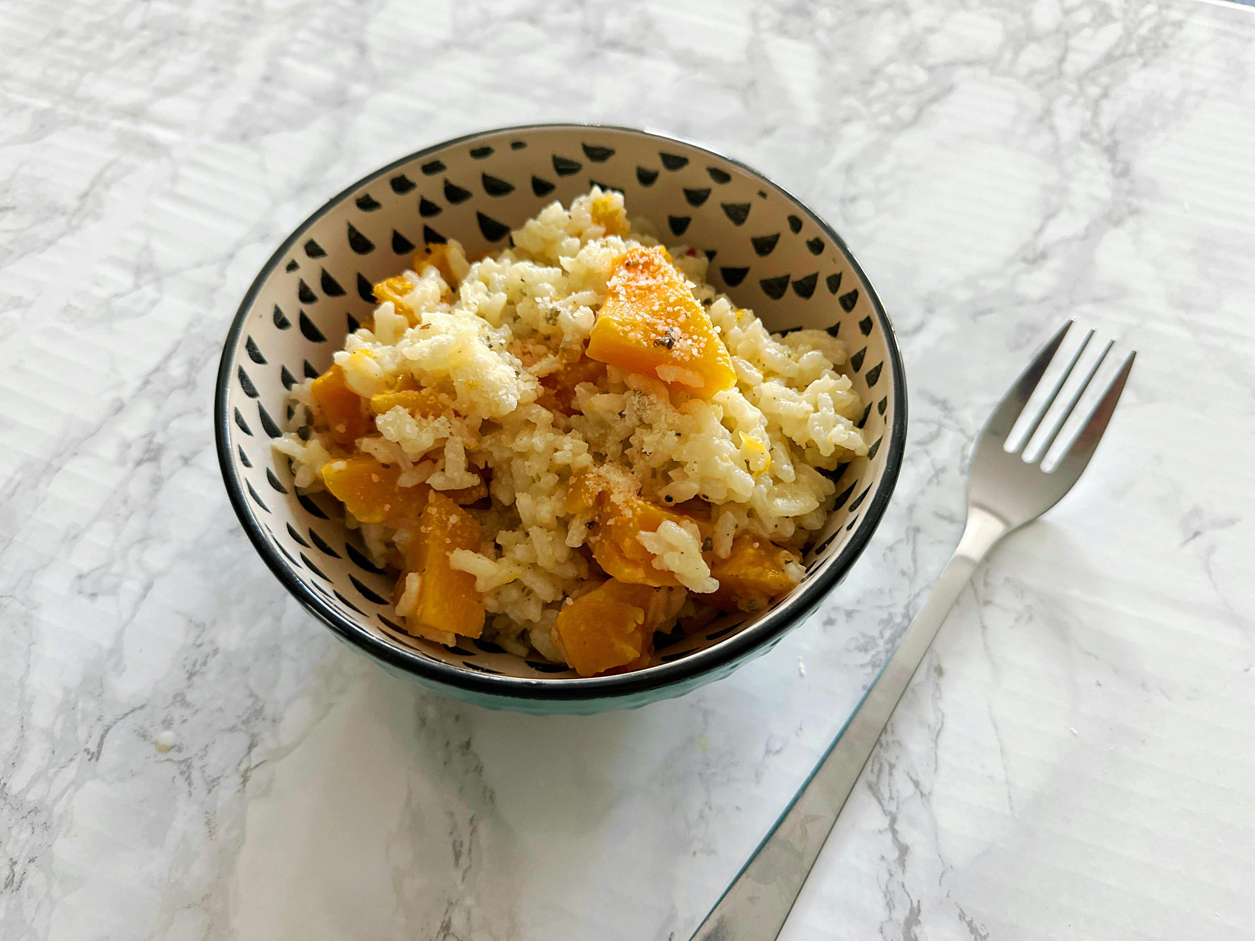 How to Make Microwave Risotto with Winter Squash, Maple Syrup and Sage 